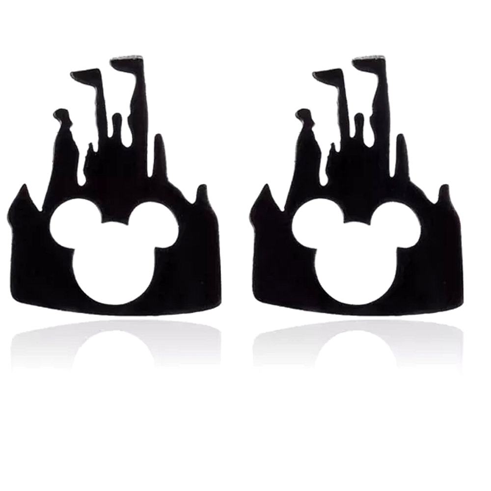 Disney Castle Black Stud Earrings Studs